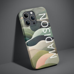 Moderne Abstracte Golfpatroon Persoonlijke Naam Case-Mate iPhone 14 Pro Max Hoesje