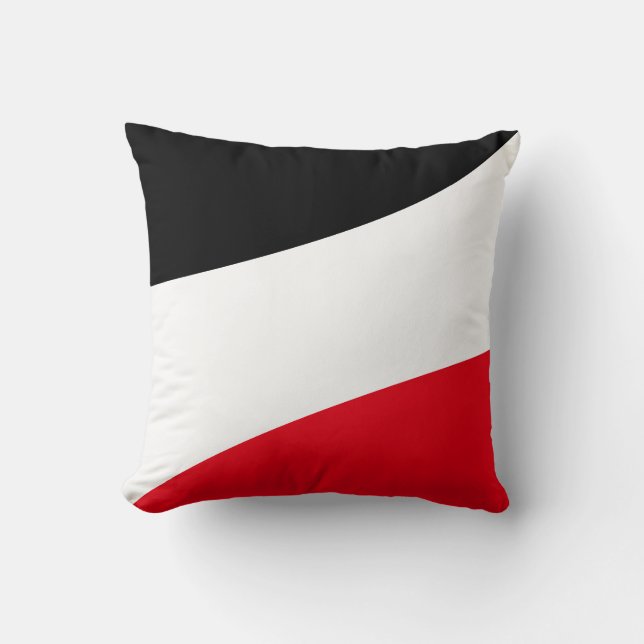 Moderne Abstracte Golven in Zwart Rood & Wit Kussen (Voorkant)