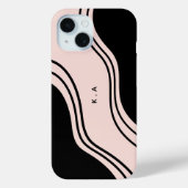 Moderne Abstracte Golven Zwart & Crème Case-Mate iPhone Case (Achterkant)