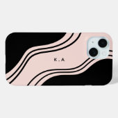 Moderne Abstracte Golven Zwart & Crème Case-Mate iPhone Case (Achterkant (horizontaal))