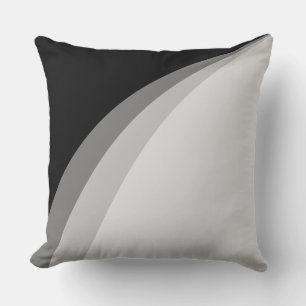 Moderne Abstracte golvende lijnen op zwart & grijs Kussen