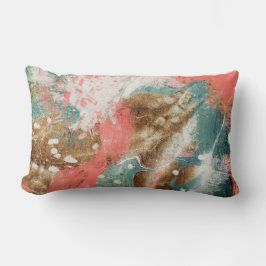 Moderne Abstracte Goud Roze Turquoise Witte Schild Kussen