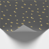 Moderne abstracte gouden cirkels op donkergrijze o cadeaupapier (Hoek)