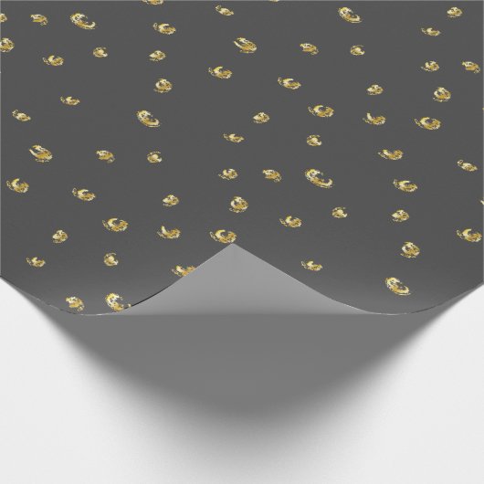 Moderne abstracte gouden cirkels op donkergrijze o cadeaupapier (Hoek)