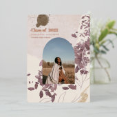 Moderne Abstracte gouden en Paarse Afstuderen foto Folie Uitnodiging (Staand Voorkant)