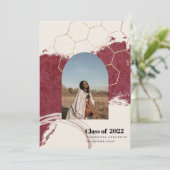Moderne Abstracte gouden en roze Afstuderen foto Kaart (Staand voorkant)
