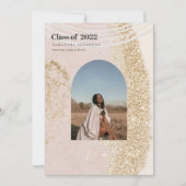 Moderne Abstracte gouden en roze Afstuderen foto Kaart (Voorkant)