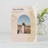 Moderne Abstracte gouden en roze Afstuderen foto Kaart (Staand voorkant)