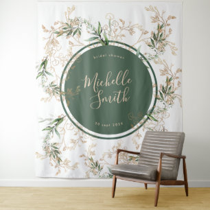 Moderne Abstracte Gouden Eucalyptus Boho Bruilofts Wandkleed