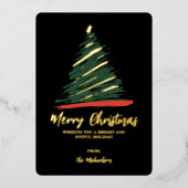 Moderne Abstracte gouden groene kerstmis Folie Feestdagenkaart (Voorkant)