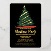 Moderne Abstracte gouden groene kerstmis Folie Uitnodiging (Voorkant)