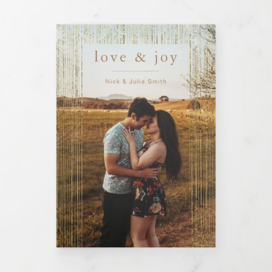 Moderne Abstracte gouden lijnen en foto's Drieluik Wenskaart (Cover)