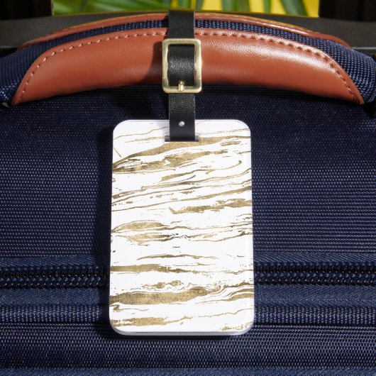 Moderne Abstracte Gouden Marmer Bagagelabel (Voorkant Insitu 2)