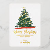 Moderne Abstracte gouden rode kerstFolie met een g Folie Feestdagenkaart (Voorkant)