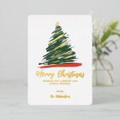 Moderne Abstracte gouden rode kerstFolie met een g Folie Feestdagenkaart (Staand Voorkant)