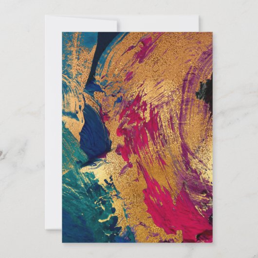 Moderne abstracte gouden zwarte roodschilderbruilo kaart (Achterkant)