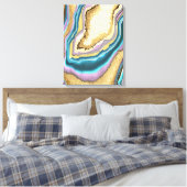 Moderne Abstracte goudgeodegeagate Gemstone Canvas Afdruk (Insitu (Slaapkamer))