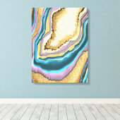 Moderne Abstracte goudgeodegeagate Gemstone Canvas Afdruk (Insitu (Houten vloer))