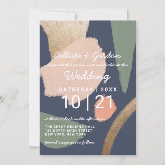 Moderne Abstracte goudmarineroze bruinbruistoezegg Kaart (Voorkant)