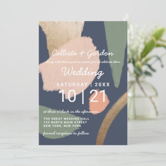 Moderne Abstracte goudmarineroze bruinbruistoezegg Kaart (Staand voorkant)