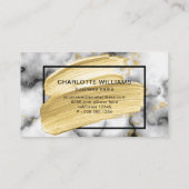 Moderne Abstracte goudverf penseelstreken marmer Visitekaartje (Achterkant)
