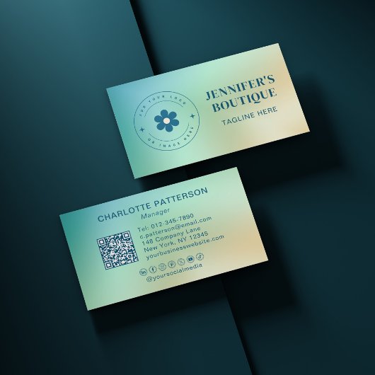 Moderne Abstracte Gradient Trendy Logo QR Code Visitekaartje