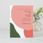 Moderne abstracte grafische rode, roze en groene a aankondiging (Staand voorkant)