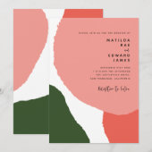 Moderne abstracte grafische rode, roze + groene aa aankondiging (Voorkant / Achterkant)