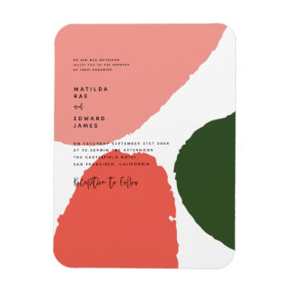 Moderne abstracte grafische rode, roze + groene aa magneet