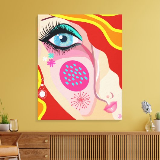 Moderne Abstracte grillige gezicht Fine Art Canvas Afdruk (Insitu (Woonkamer))