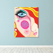 Moderne Abstracte grillige gezicht Fine Art Canvas Afdruk (Insitu (Houten vloer))