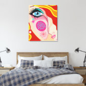 Moderne Abstracte grillige gezicht Fine Art Canvas Afdruk (Insitu (Slaapkamer))