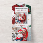 Moderne Abstracte Groen/Rode Kerst Foto All In One Uitnodiging (Binnen)