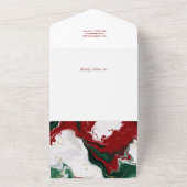 Moderne Abstracte Groen/Rode Kerst Foto All In One Uitnodiging (Buitenkant)