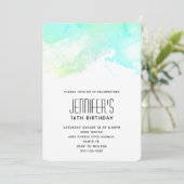 Moderne Abstracte Groene & Blauwe Aquarel Verjaard Kaart (Staand voorkant)
