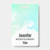 Moderne Abstracte Groene & Blauwe Aquarel Wervelin Badge (Achterkant)