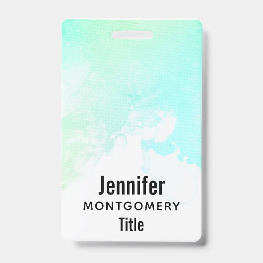 Moderne Abstracte Groene & Blauwe Aquarel Wervelin Badge (Voorzijde)