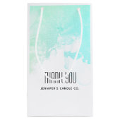 Moderne Abstracte Groene & Blauwe Waterverf Dank u Klein Cadeauzakje (Achterkant)