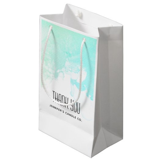 Moderne Abstracte Groene & Blauwe Waterverf Dank u Klein Cadeauzakje (Voorkant Gekanteld)