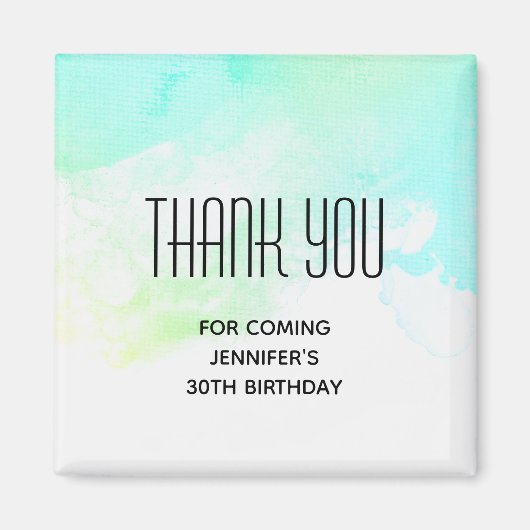 Moderne Abstracte Groene & Blauwe Waterverf Dank u Magneet (Voorkant)