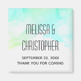 Moderne Abstracte Groene & Blauwe Waterverf Dank u Magneet