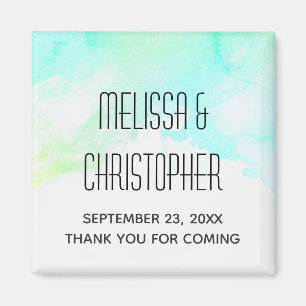 Moderne Abstracte Groene & Blauwe Waterverf Dank u Magneet