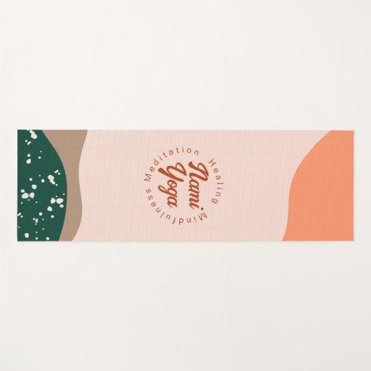 Moderne Abstracte Groene Bruine Boho Yoga Mat (Voorkant (horizontaal))