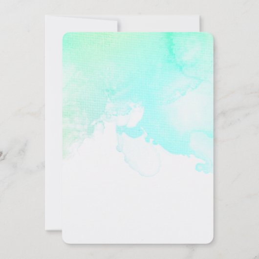 Moderne Abstracte Groene en Blauwe Waterverf Birth Kaart (Achterkant)