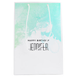 Moderne Abstracte Groene en Blauwe Waterverf Birth Medium Cadeauzakje