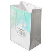 Moderne Abstracte Groene en Blauwe Waterverf Birth Medium Cadeauzakje (Voorkant Gekanteld)