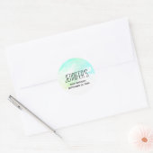 Moderne Abstracte Groene en Blauwe Waterverf Birth Ronde Sticker (Envelop)
