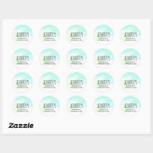 Moderne Abstracte Groene en Blauwe Waterverf Birth Ronde Sticker (Vel)