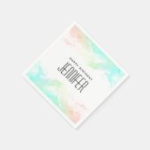 Moderne Abstracte Groene en Blauwe Waterverf Birth Servet (Hoek)