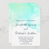 Moderne Abstracte groene en blauwe Waterverf bruil Kaart (Voorkant / Achterkant)